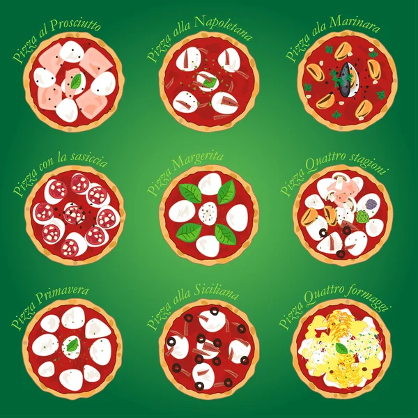 Піца дев'ять — стоковий вектор