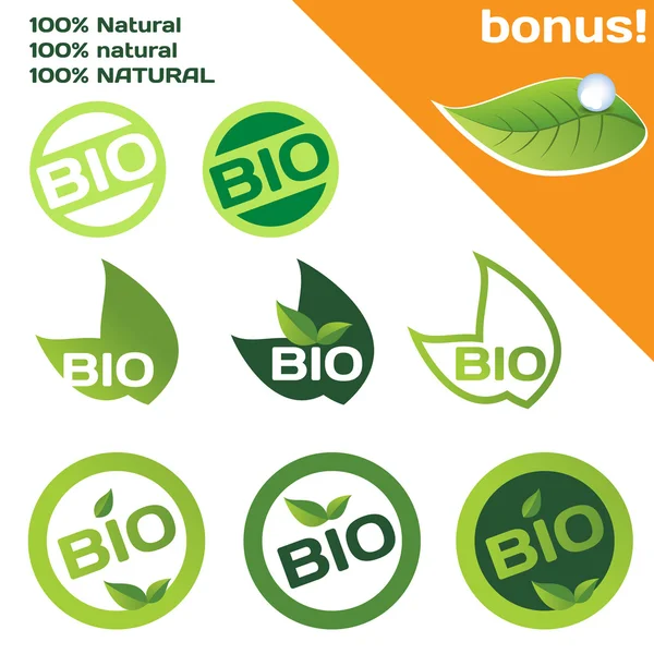 Bio organic stamps — Stock Vector