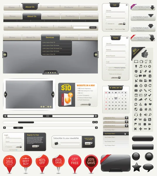 Kit de diseño web — Archivo Imágenes Vectoriales