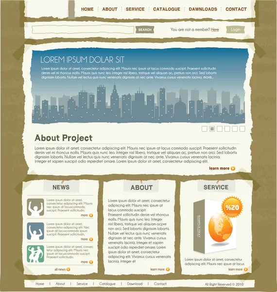 Plantilla de diseño de sitio web de papel — Archivo Imágenes Vectoriales