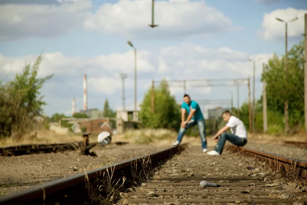 Mens on tracks — Stock Photo, Image