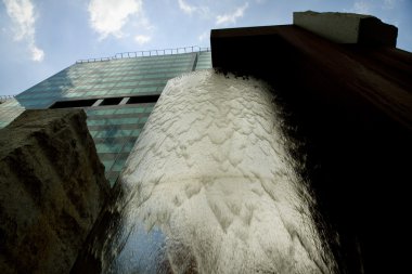 Fountain on building