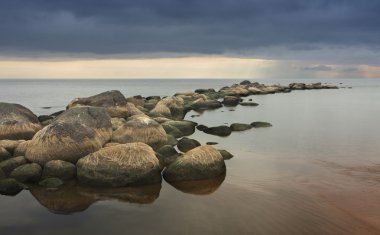 Beach, the sea, stones, the sky clipart