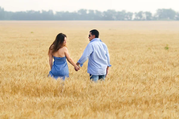 Paar in maïsveld — Stockfoto