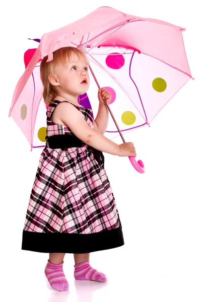 小女孩用一把伞 — 图库照片