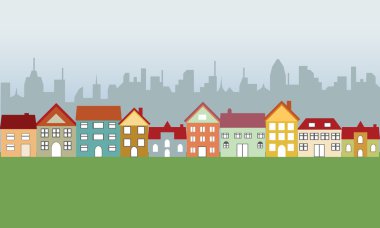 Suburban houses and city clipart