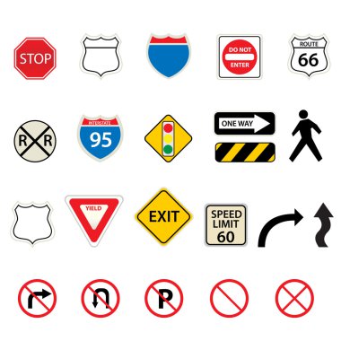 Traffic and road signs clipart