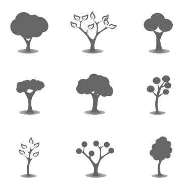 Various tree silhouettes clipart