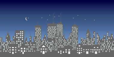 Urban skyline with buildings and skyscrapers clipart