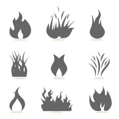 Fire and flame icons clipart