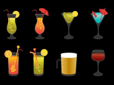 Alcoholic drinks, beer and wine clipart