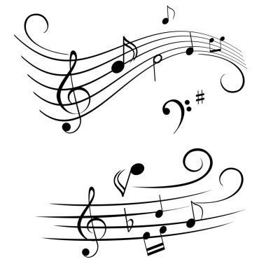 Musical notes on stave clipart