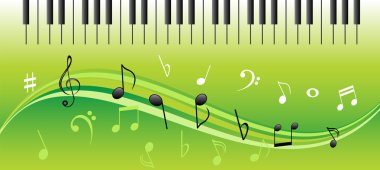 Music notes with piano keys clipart