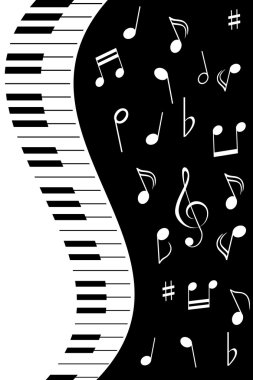 Music notes with piano clipart