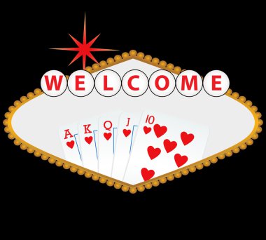 Las vegas sign with royal flush clipart