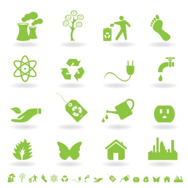 Green eco icon set clipart