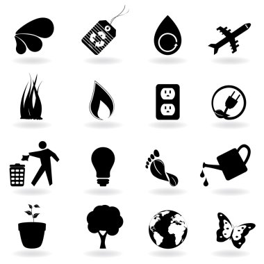 Black eco icons clipart