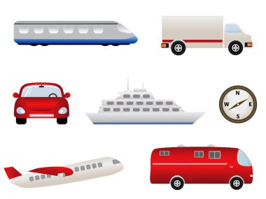 Transportation related icons clipart