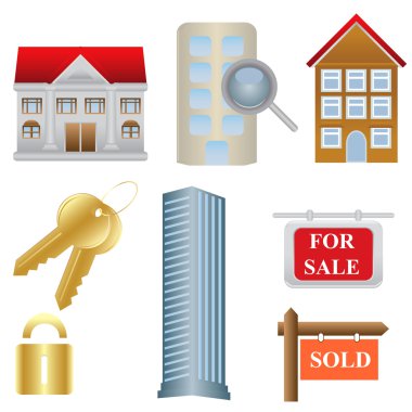 Real estate and housing icons clipart