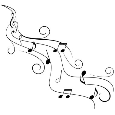 Music notes on swirl stave clipart