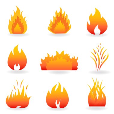 Flame and fire symbols clipart