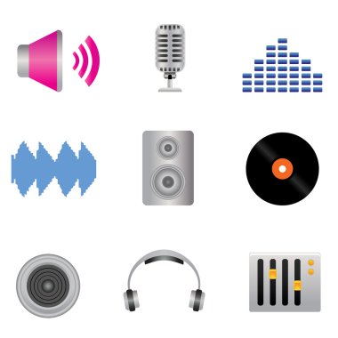 Audio, music and sound icons clipart