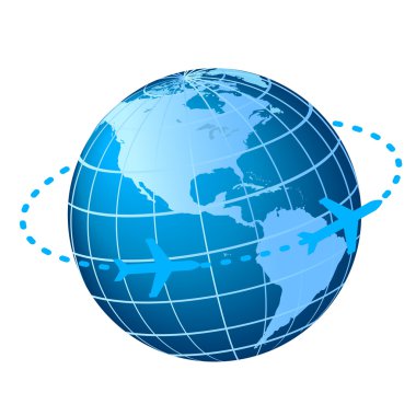 Flying around the globe clipart