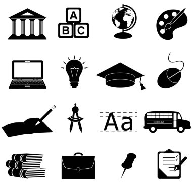 School and education icons clipart