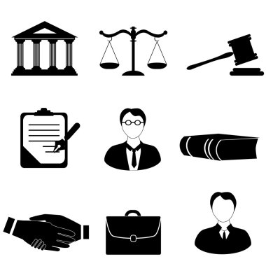 Justice, legal and law icons clipart