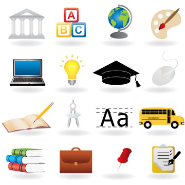 School and education icons clipart