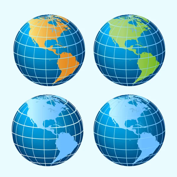 Глобусів, показано на континенти Америки — стоковий вектор