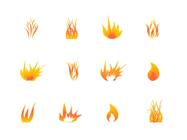 Verschillende vlammen pictogrammenset — Stockvector