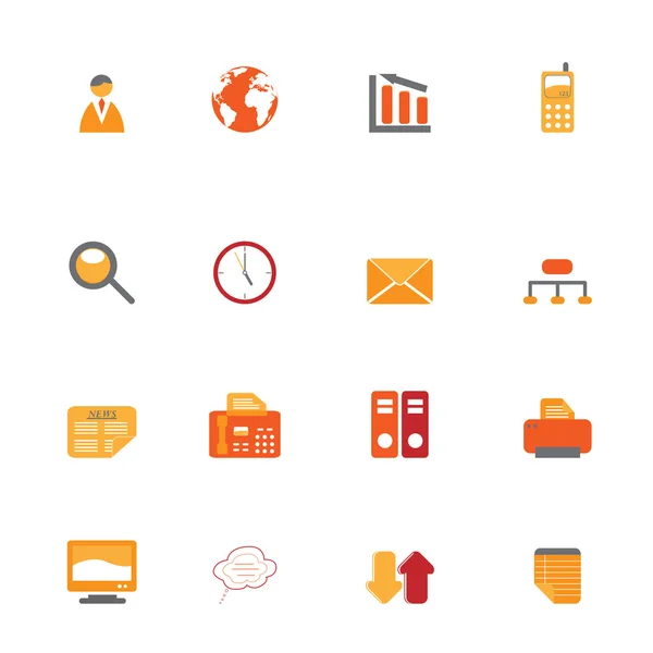 Business symbols in orange tones — Stock Vector