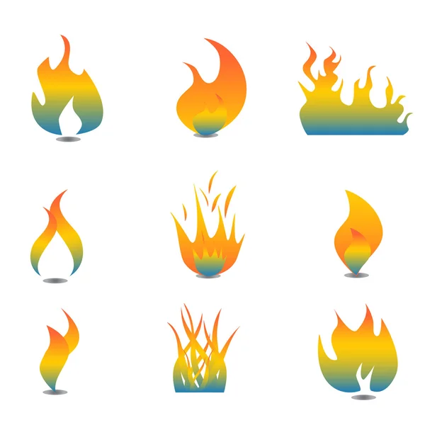 Flame icon set — Stock Vector