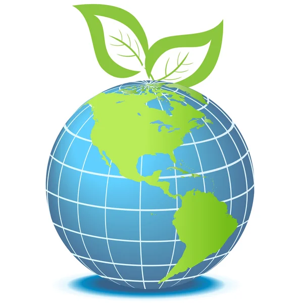 Globe vert avec des feuilles — Image vectorielle