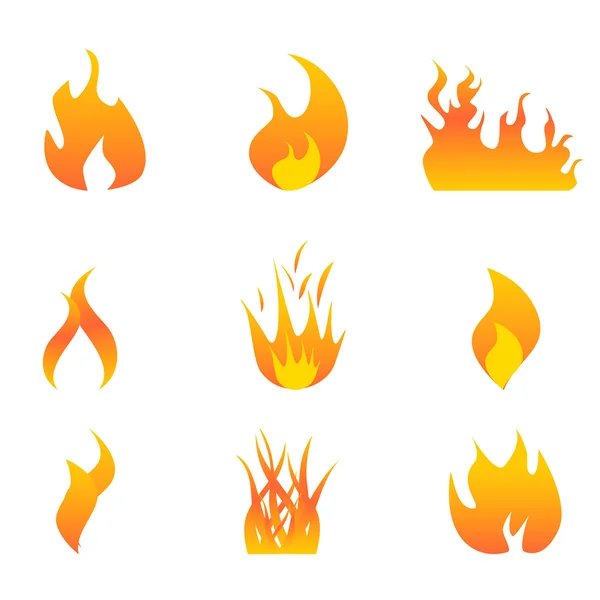 Conjunto de ícones de chamas — Vetor de Stock