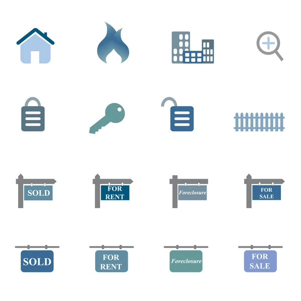 Símbolos imobiliários conjunto ícone — Vetor de Stock