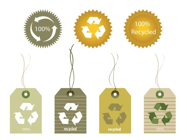 Étiquettes recyclées — Image vectorielle