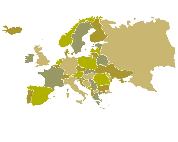 Ana hatlarıyla ülkeleri ile Avrupa Haritası — Stok Vektör