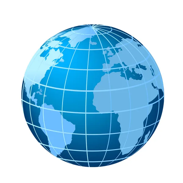아메리카, 아프리카, 유럽을 보여주는 세계 — 스톡 벡터