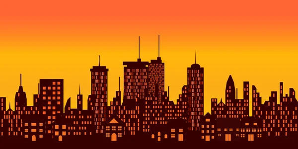 Coucher de soleil sur Big City — Image vectorielle