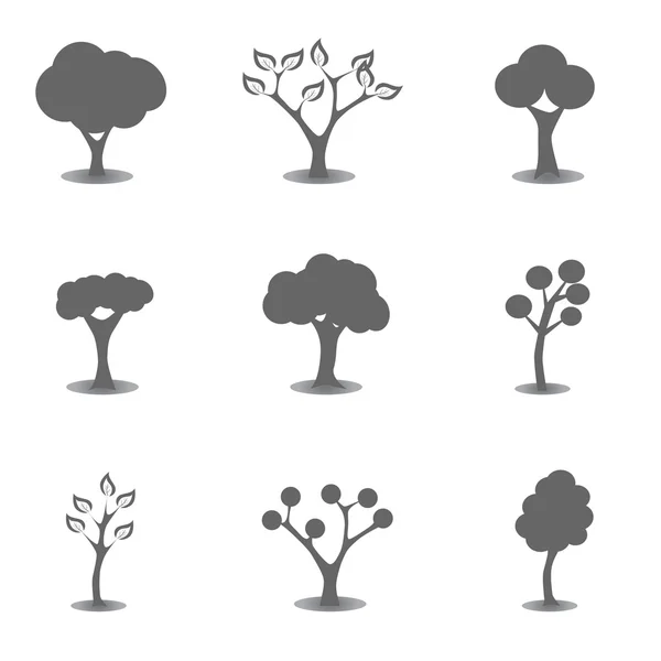Várias silhuetas de árvores — Vetor de Stock