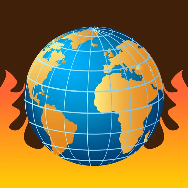 Globe in fire — Stock Vector
