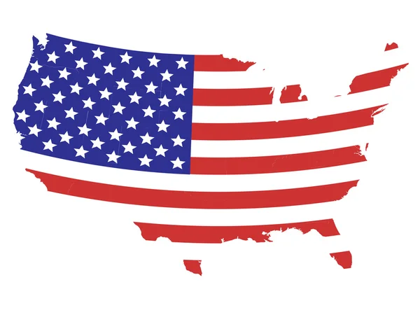 Flagge entwarf Karte der Vereinigten Staaten — Stockvektor