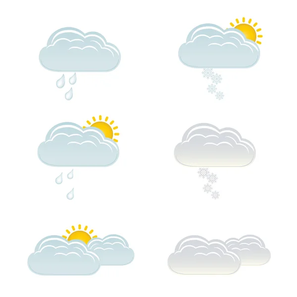 Хмари з дощем, сонцем і снігомweather forecast — стоковий вектор