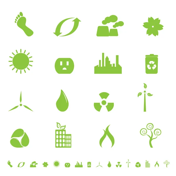 Símbolos ecológicos e ambientais verdes — Vetor de Stock