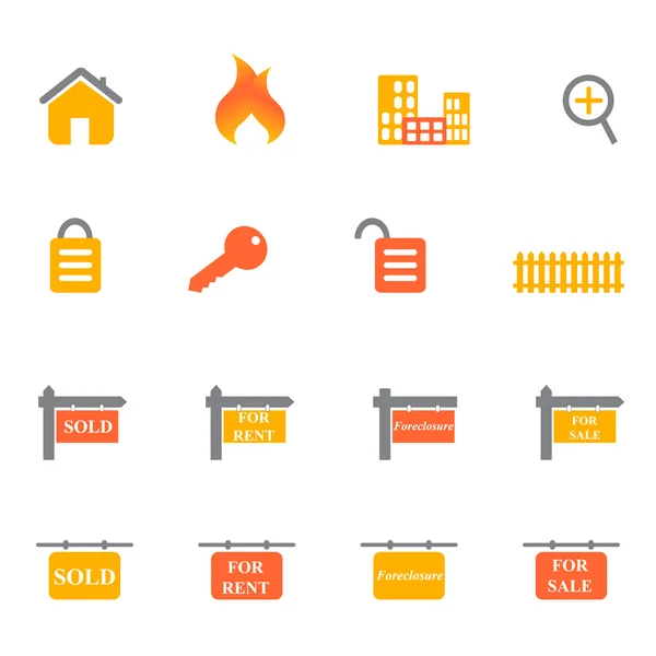 Icônes et symboles immobiliers — Image vectorielle