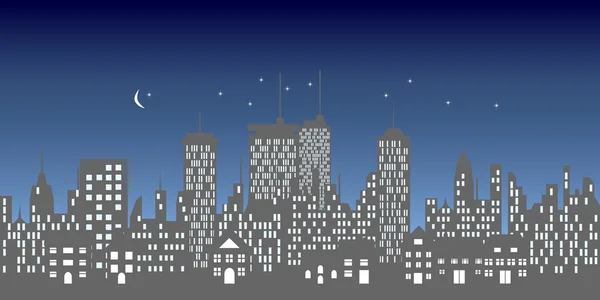 Skyline urbain avec bâtiments et gratte-ciel — Image vectorielle