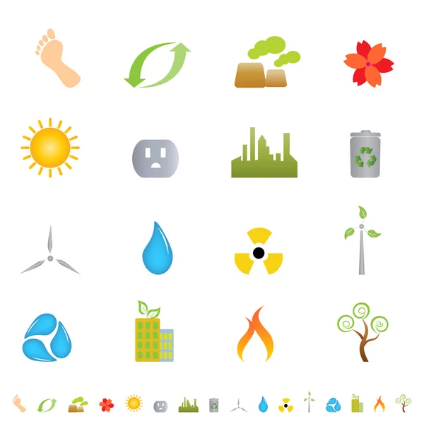 Iconos del medio ambiente verde — Vector de stock