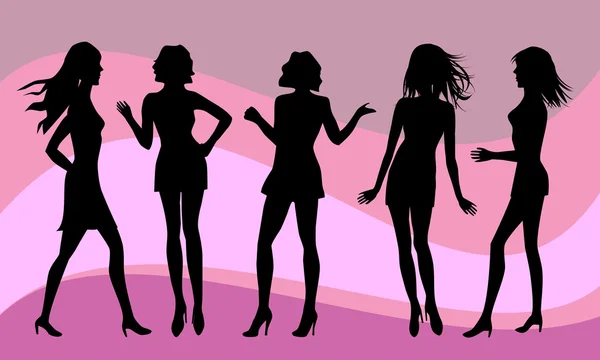 Silhouettes of various women — Stock Vector